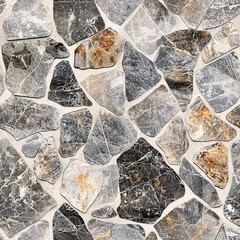 A seamless pattern of photo realistic textured surfaces including smooth marble and rough granite