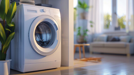 Washing machine in the house. Washing concept