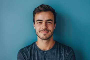 Fototapeta premium A close up portrait of a young man with a subtle smile