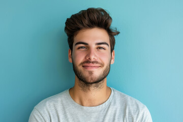 Fototapeta premium A close up portrait of a young man with a subtle smile