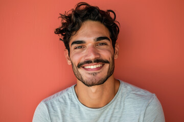 Fototapeta premium A close up portrait of a young man with a subtle smile