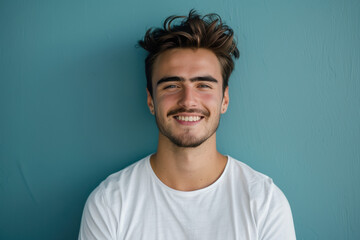 Fototapeta premium A close up portrait of a young man with a subtle smile