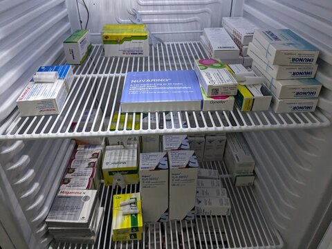 Prague, Czech Republic - June 28 2024: NUVARING box of medication with etonogestrel and ethinyl estradiol active substances by Merck, used as a contraceptive method and hormone replacement therapy 