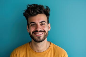 Obraz premium A close up portrait of a young man with a subtle smile
