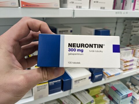 Prague,Czech republic-June 17 2024: Neurontin box of medication with Gabapentin active substance by Pfizer,used for treatment of epilepsy,neuropathic pain,seizures