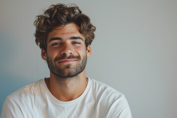 Fototapeta premium A close up portrait of a young man with a subtle smile