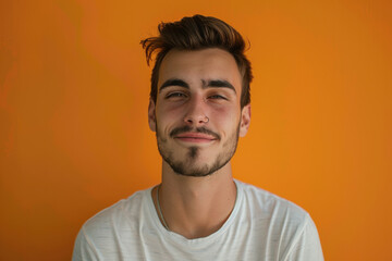 Fototapeta premium A close up portrait of a young man with a subtle smile
