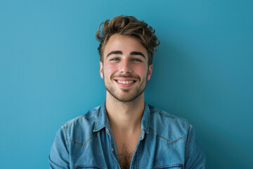 Obraz premium A close up portrait of a young man with a subtle smile