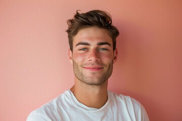 Fototapeta premium A close up portrait of a young man with a subtle smile