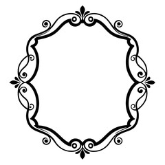 A simple, elegant black and white border frame design featuring ornate scrolls and flourishes. This decorative frame is perfect for adding a touch of class to any project. Generative AI