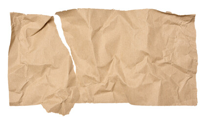 Torn piece of brown paper on isolated background