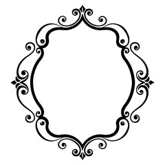 A classic black and white ornamental border frame design with a simple, elegant style. Generative AI