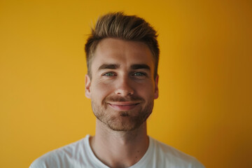 Obraz premium A close up portrait of a young man with a subtle smile