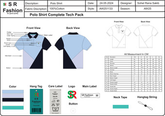 Spec Sheet design for fashion design