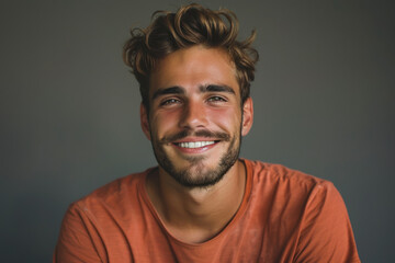 Fototapeta premium A close up portrait of a young man with a subtle smile