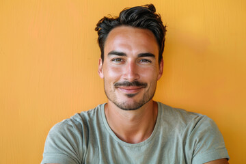 Obraz premium A close up portrait of a young man with a subtle smile
