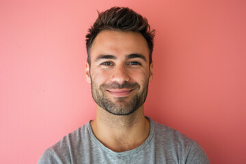 Fototapeta premium A close up portrait of a young man with a subtle smile