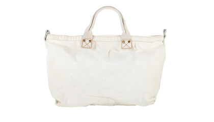 Cotton eco bag with sturdy handles isolated on white and transparent background