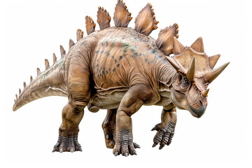Dinosaur Stegosaurus isolated on white background, prehistoric creature