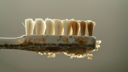 Naklejka premium A toothbrush with brown and white bristles