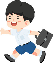 boy running to school with a bag