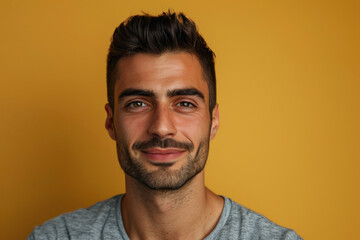 Obraz premium A close up portrait of a young man with a subtle smile