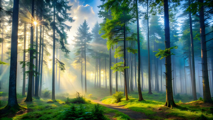 Obraz premium The Nature and Forest's Heartbeat, The Intricate World of Trees