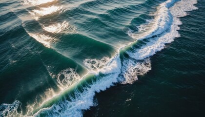 waves in the ocean view from above. Generative ai