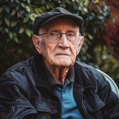 Obraz premium Old Man Wearing Glasses and Hat