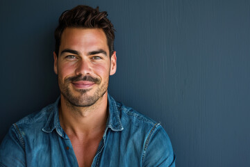 Fototapeta premium A close up portrait of a young man with a subtle smile