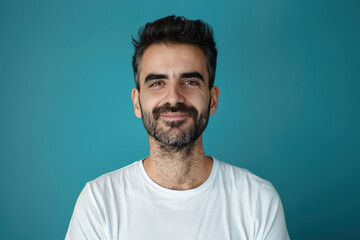 Fototapeta premium A close up portrait of a young man with a subtle smile