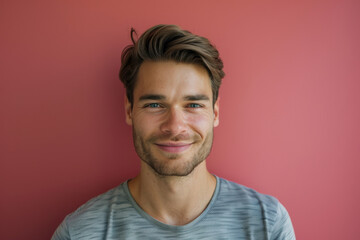 Obraz premium A close up portrait of a young man with a subtle smile