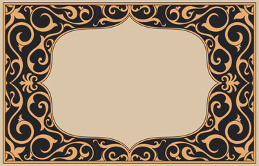 Vintage style gold and black frames, branded decorations, vintage windows.