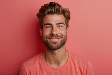Fototapeta premium A close up portrait of a young man with a subtle smile