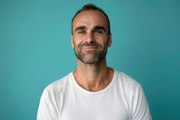 Obraz premium A close up portrait of a young man with a subtle smile