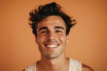 Fototapeta premium A close up portrait of a young man with a subtle smile