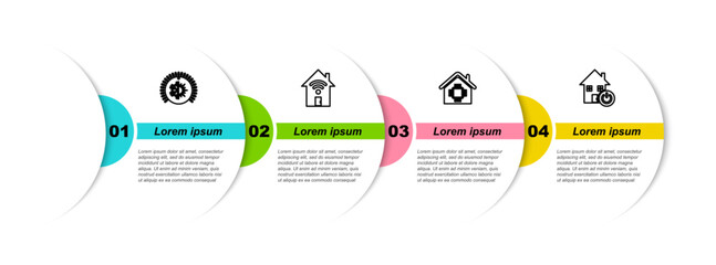 Set line Thermostat, Smart home with wi-fi, and . Business infographic template. Vector