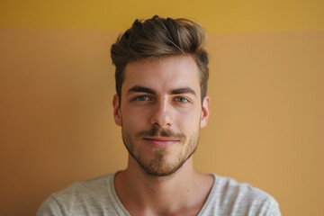 Obraz premium A close up portrait of a young man with a subtle smile