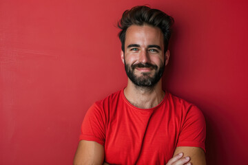 Obraz premium A close up portrait of a young man with a subtle smile