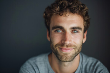 Fototapeta premium A close up portrait of a young man with a subtle smile