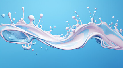 Milky Wave Splash in 3D Rendering - Abstract Milk Ripples Background for Designs and Creativity. Stock Illustration Concept.
