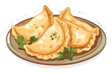 Top view of 32bit of Pierogi in a vector cartoon style, isolate white background