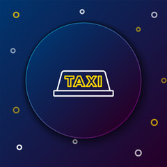 Line Taxi car roof icon isolated on blue background. Colorful outline concept. Vector