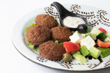 Traditional Arabian Food , Falafel with dipping , Hummus