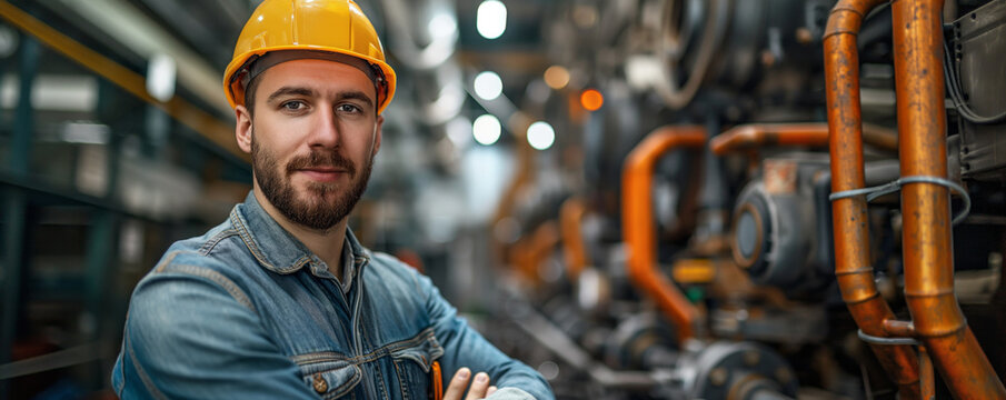 Confident worker in industrial setting