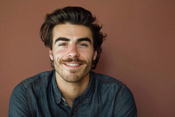 Obraz premium A close up portrait of a young man with a subtle smile