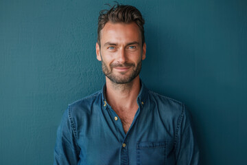 Fototapeta premium A close up portrait of a young man with a subtle smile