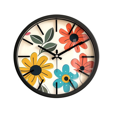 recommend clip art: vintage wall clock, 100% white background, simple, cute,full col