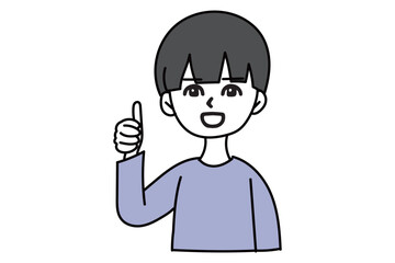 笑顔でグッドポーズをする黒髪の男性