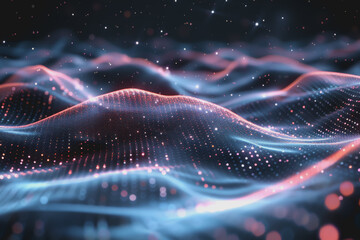 Abstract particle technology background design Abstract waves moving points. Flowing particles.